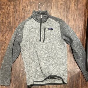 Patagonia Gray Zip Up Sweater with Quarter Zip and Cozy Fleece Texture